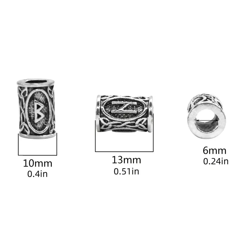 24pcs Viking Rune Beard Bead Set