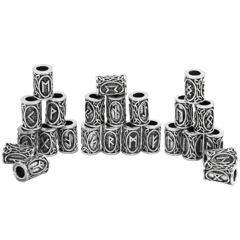 24pcs Viking Rune Beard Bead Set
