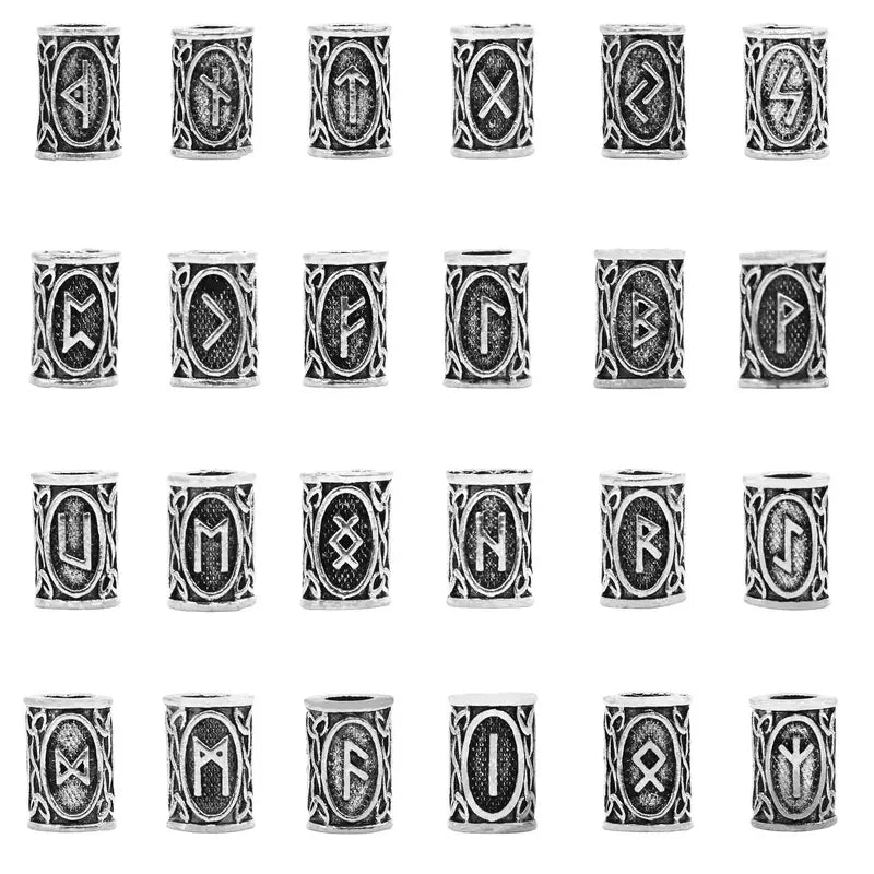 24pcs Viking Rune Beard Bead Set