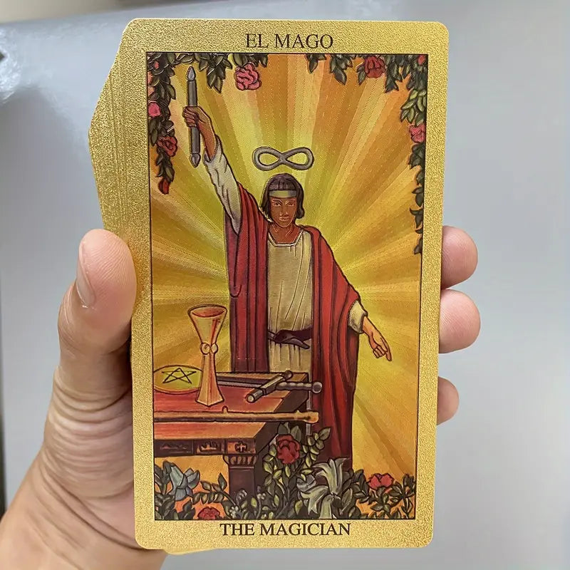 Golden Foil A.E. Waite Tarot Deck In Spanish And English