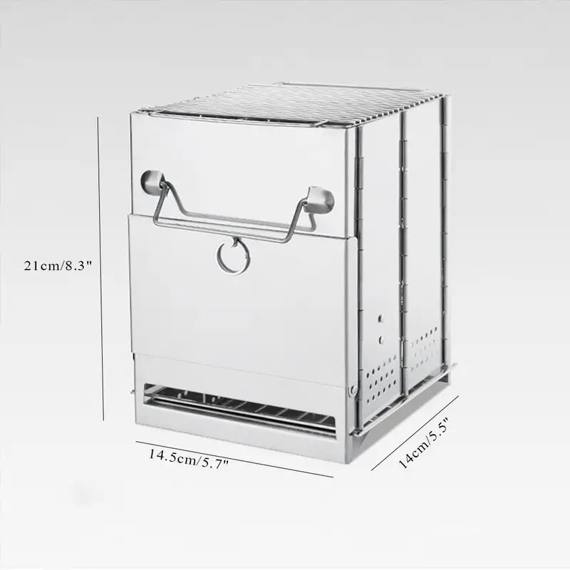 Portable Folding Wood Burning Camp Stove with Grill