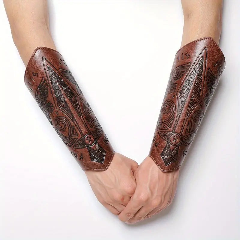 Faux Leather Viking Bracers