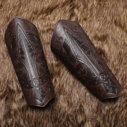 Faux Leather Viking Bracers