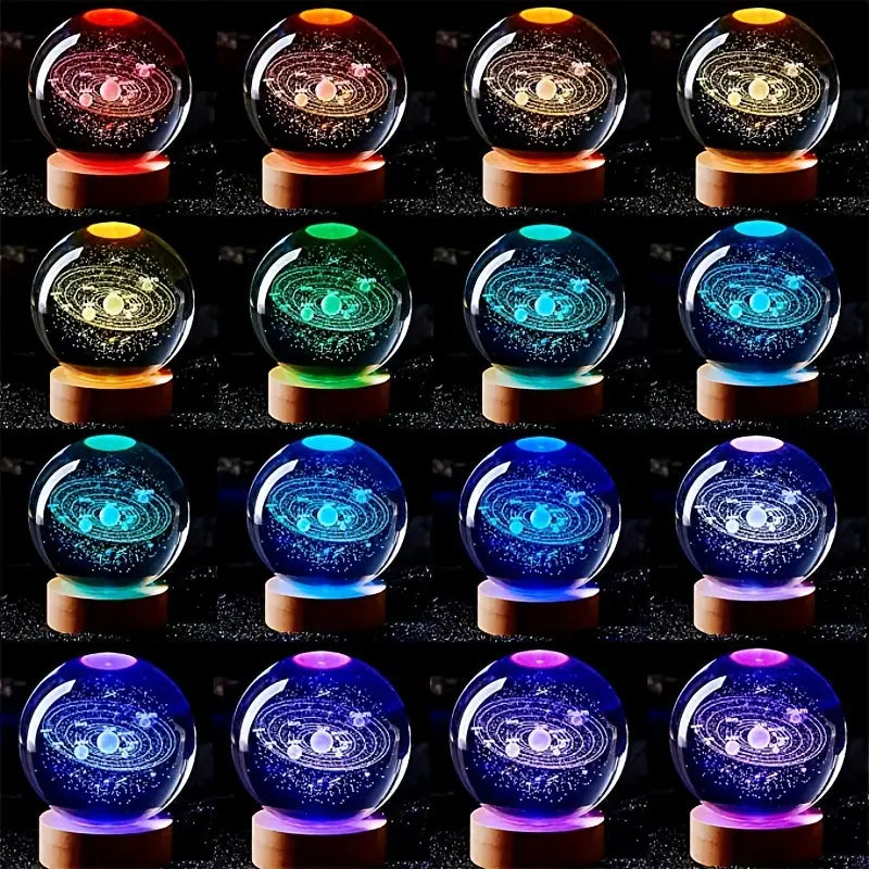 3D Solar System Crystal Ball Lamp