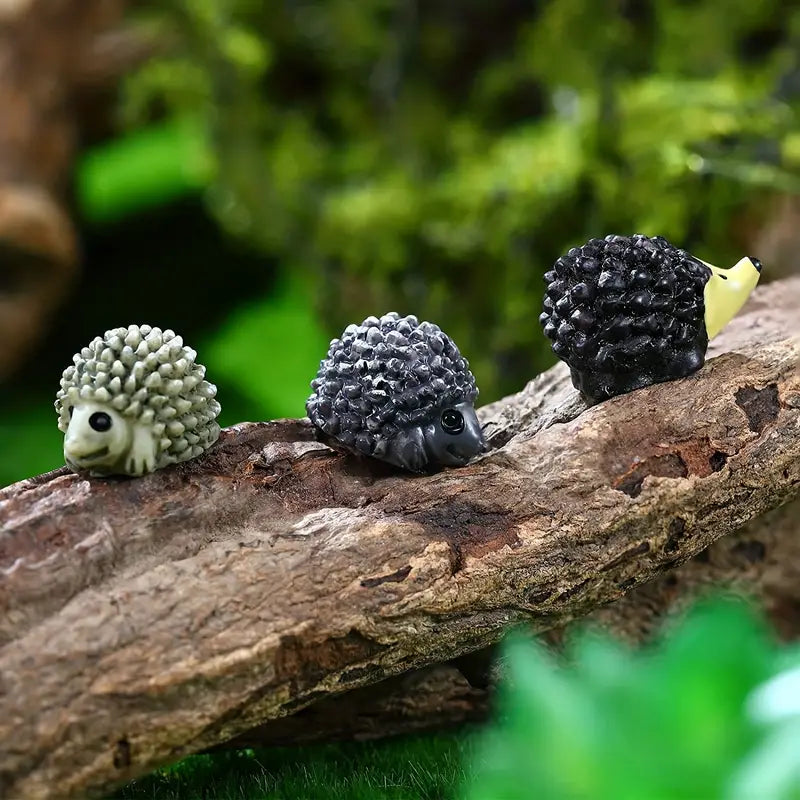 3 Pcs Mini Hedgehog Figurines