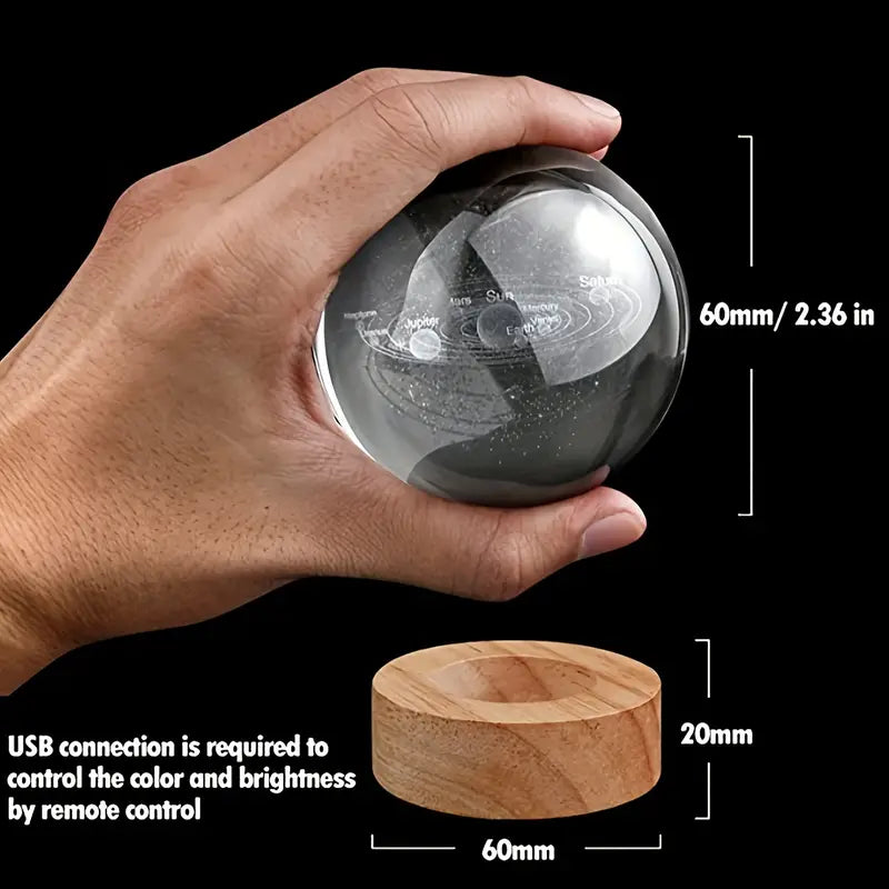 3D Solar System Crystal Ball Lamp