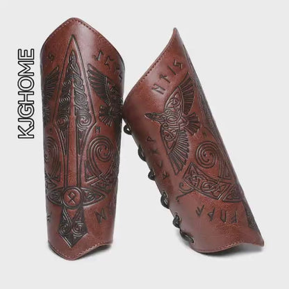 Faux Leather Viking Bracers