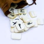 Viking Bone Tile Rune Set with Suede Leather Bag – Set of 25 Tiles
